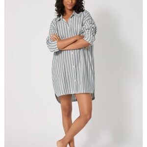 Bedhead PJ’s Stripe High Low Flannel Boyfriend Night Shirt